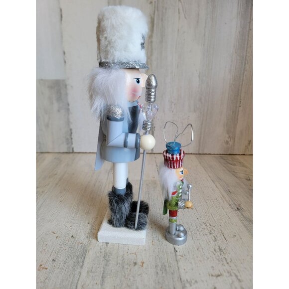 Nutcracker ornament figure set glitter Xmas wooden home decor unique - Picture 7 of 8